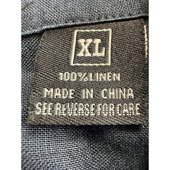 Godbody Linen Deep Navy XL Embossed Button Down Shirt - Picture 10 of 10